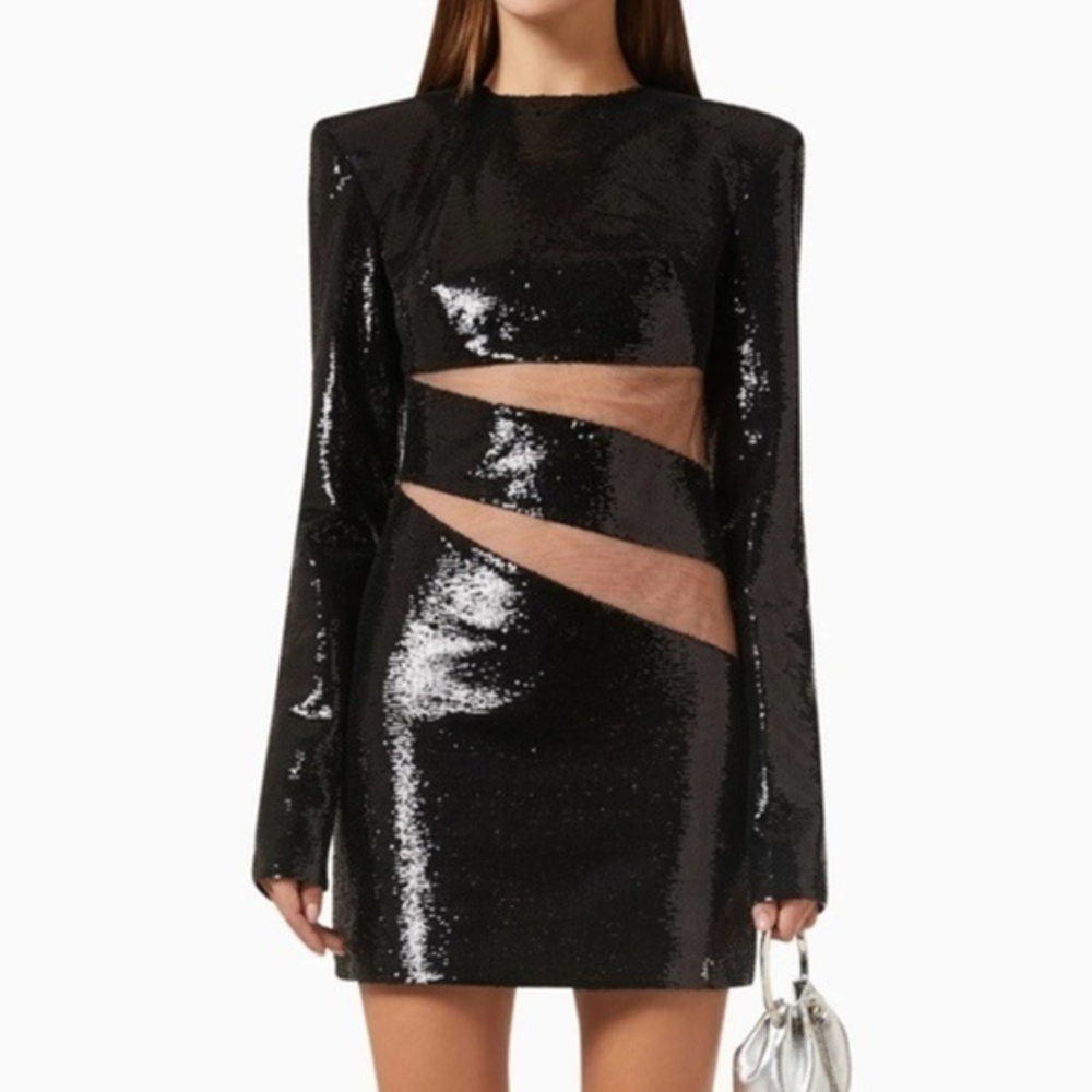 Bronx & Banco. Elise Mini Dress in Black Sequins.‎